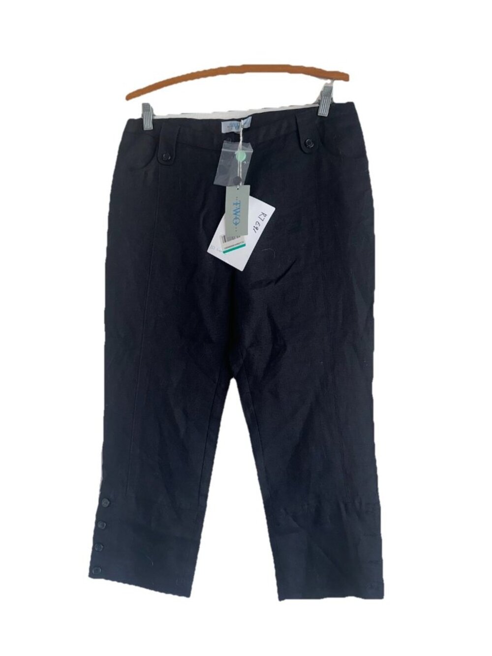 NWT Betty Jackson Women’s Linen Crop Pants Sz 12 Black Minimalist Capsule